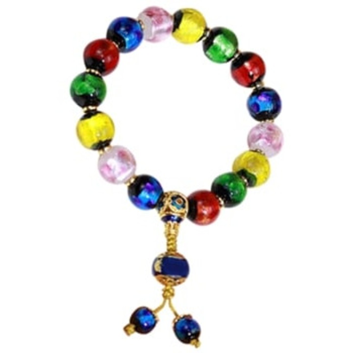 Bratara din sticla colorata, handmade, elastica, multicolor