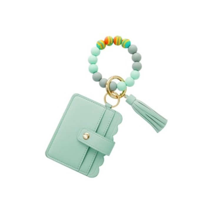 Breloc de mana din silicon cu franjuri, verde