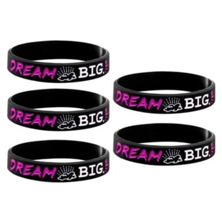 Bratari cu fraze motivationale Dream, Believe, Inspire, Create, Negru / Roz