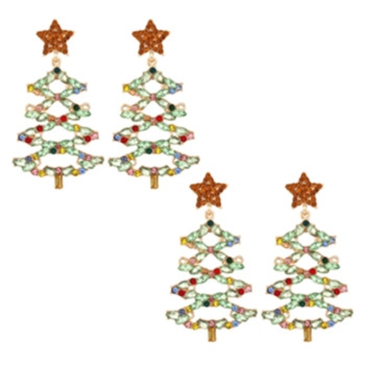 Cercei de Craciun, stil sarbatori, cercei cu stea cazatoare, multicolor