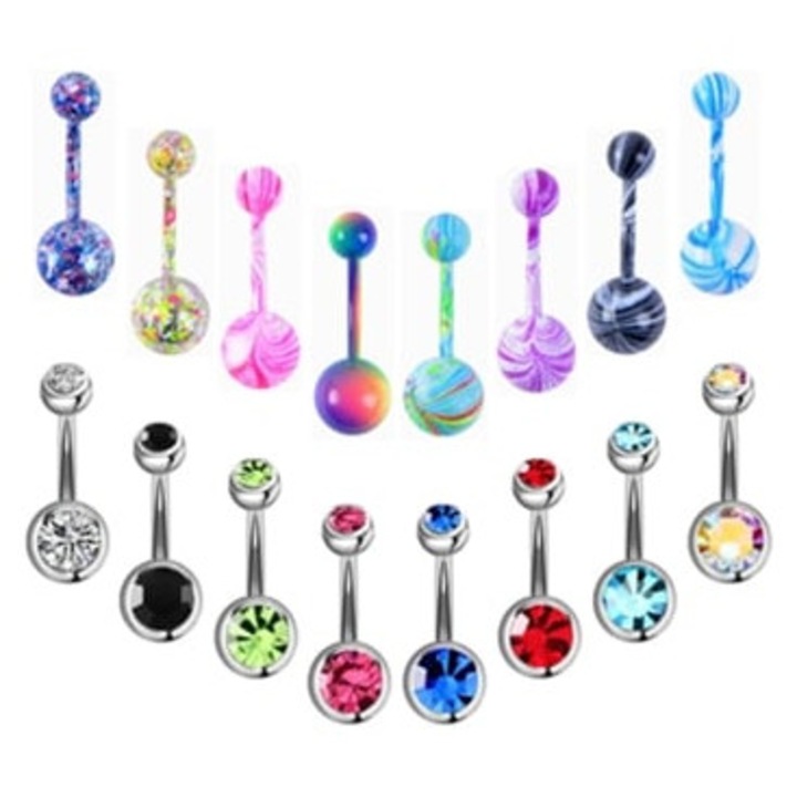 Set 16 cercei pentru buric, cu cristale, multicolor