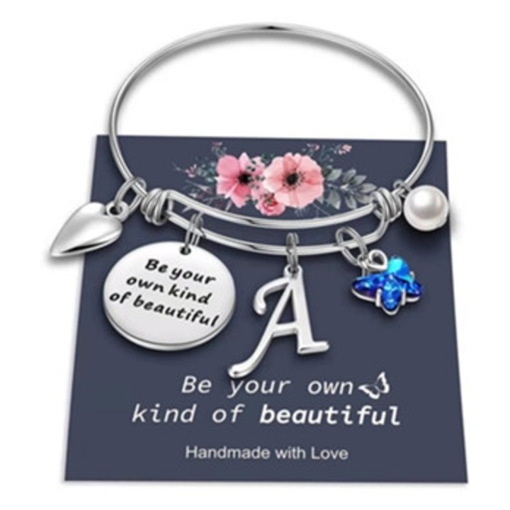 Bratara dama, pandantiv litera A, argintiu