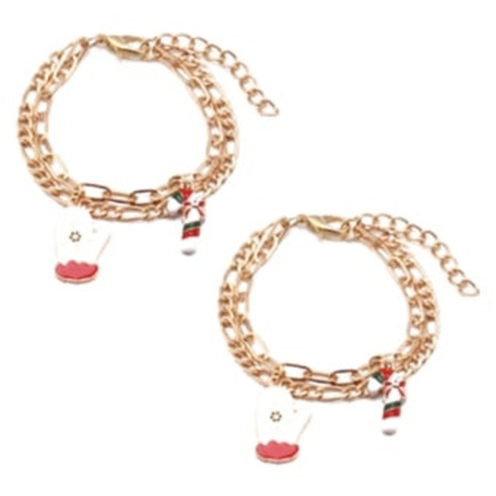 Set 2 bratari pentru femei, model de Craciun, auriu