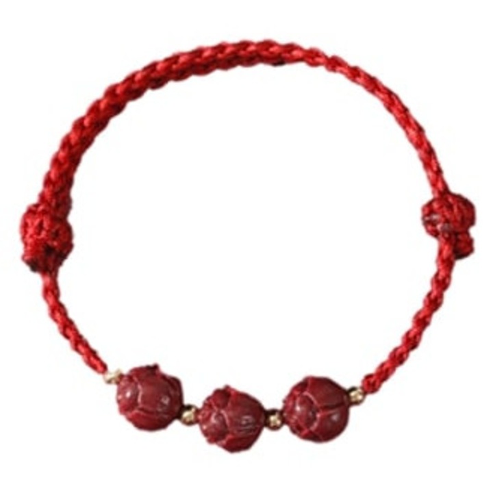 Bratara dama, din snur, reglabila, rosu