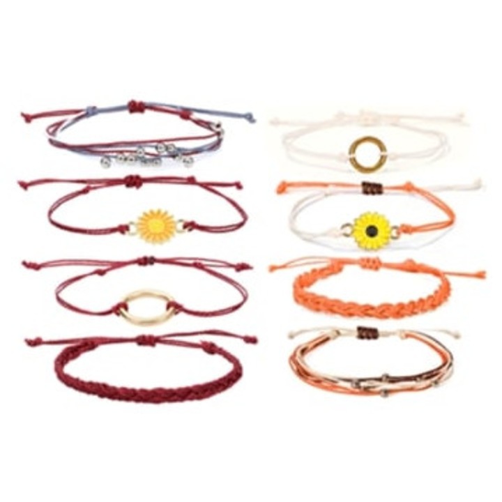 Set 8 bratari dama, din snur, impermeabil, multicolor