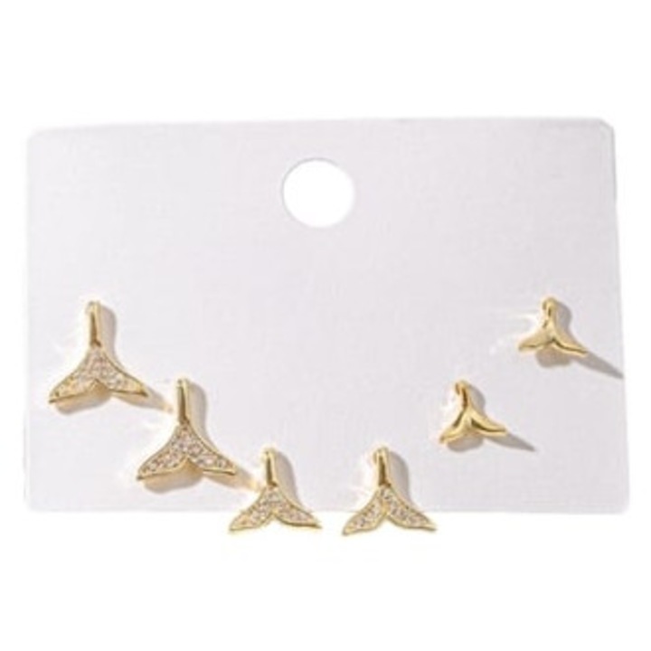 Set cercei dama, argint, 3 perechi, auriu