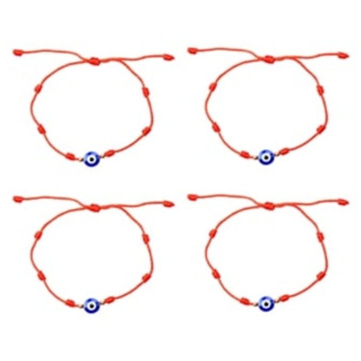 Set 4 bratari dama, din snur, rosu