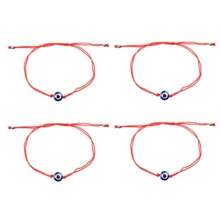 Set 4 bratari unisex, snur, rosu