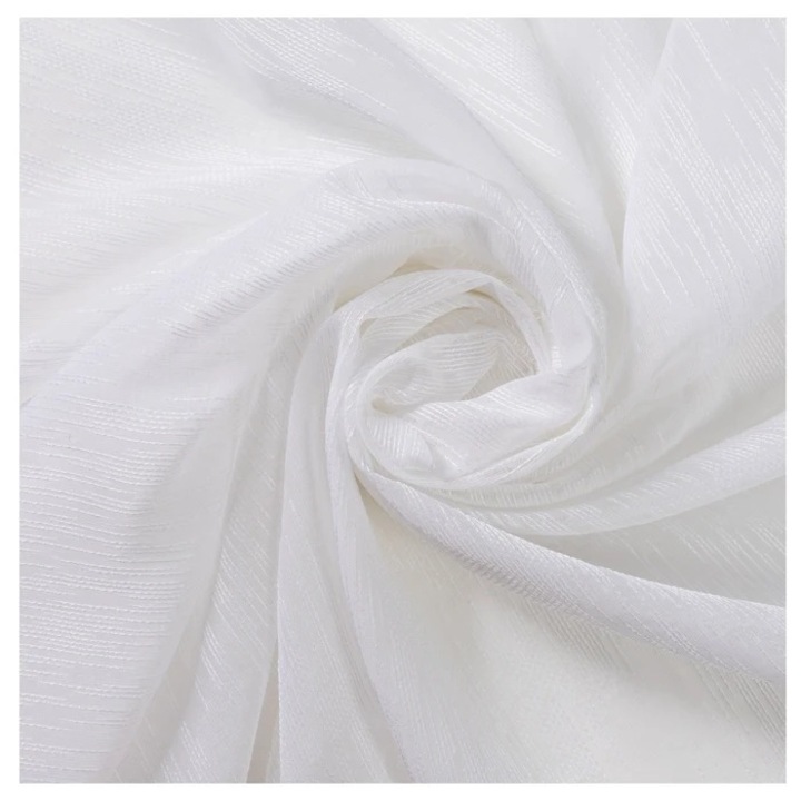 Perdea alba cu striatii ADA, prindere cu inele tip capsa, L300xH260cm