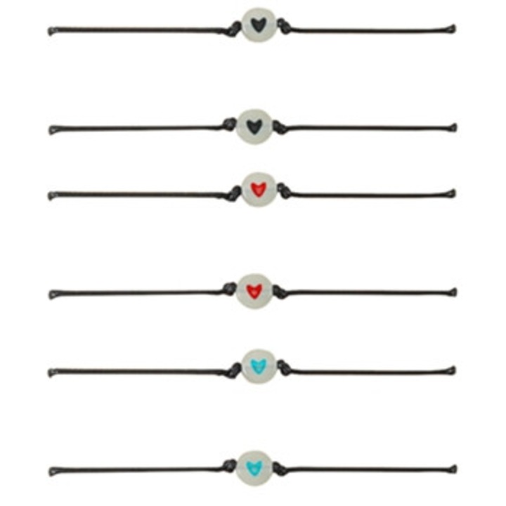 Set 6 bratari, model inima, multicolor