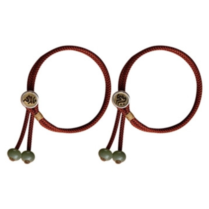 Set 2 bratari dama, impletite, reglabile, rosu