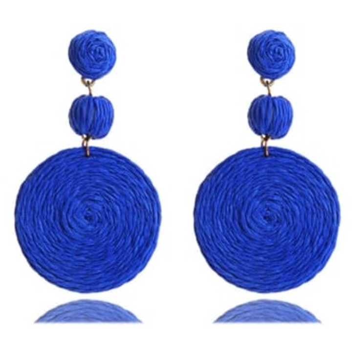 Cercei dama, rafie, stil Boho, albastru