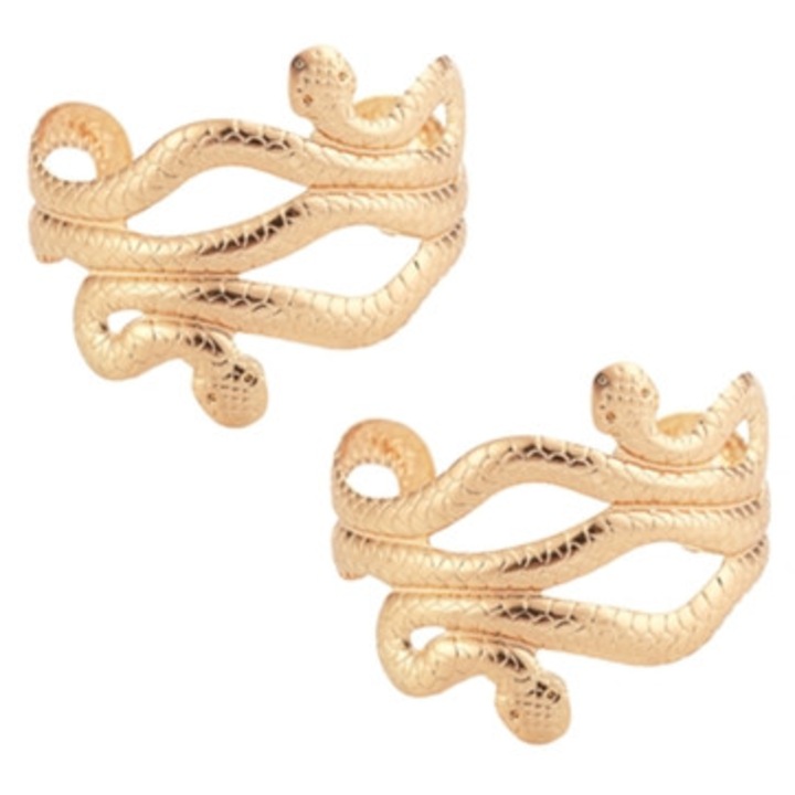 Set 2 bratari dama, ajustabil, model sarpe, auriu