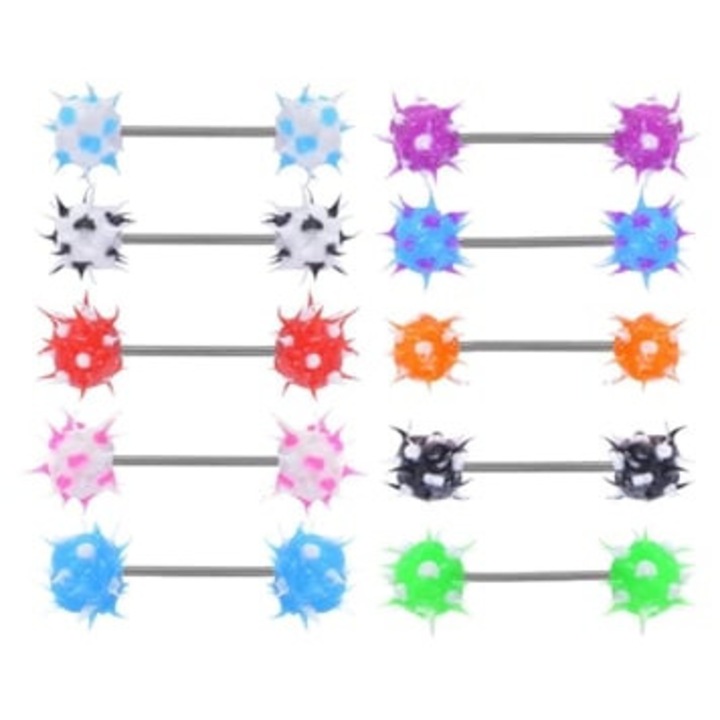 Set 10 cercei piercing, inox, multicolor