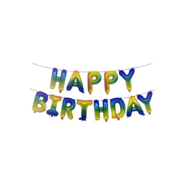 HAPPY BIRTHDAY betűs lufik, szett születésnapi partira, többszínű