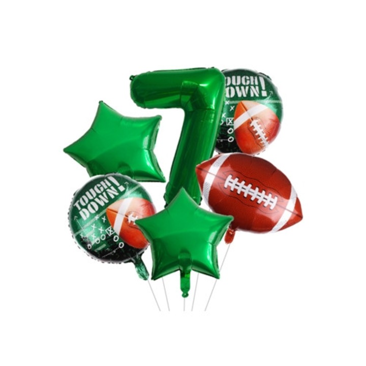 6 darabos digitális focis lufi szett, Super Bowl témájú dekoráció, többszínű