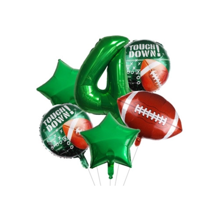 6 darabos digitális focis lufi szett, Super Bowl témájú dekoráció, többszínű