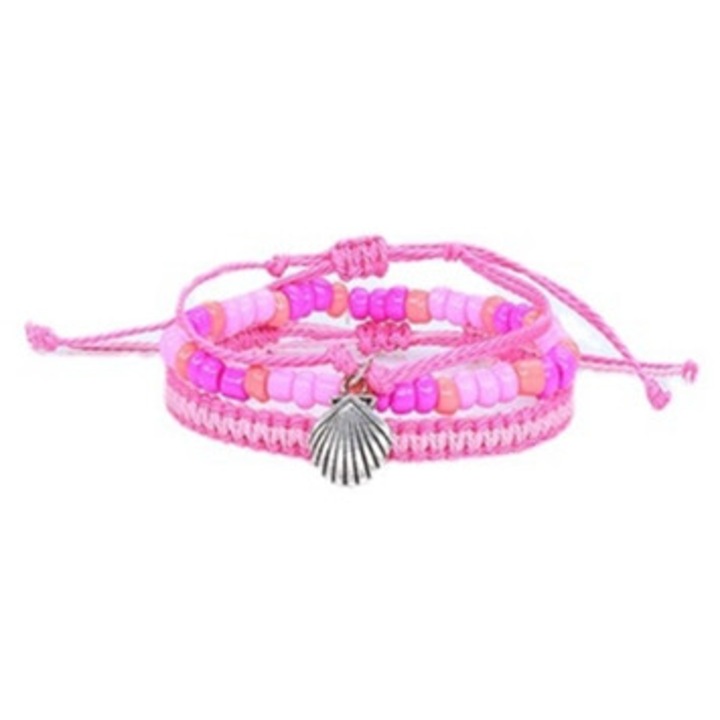 Set de 3 bratari ajustabile dama, roz