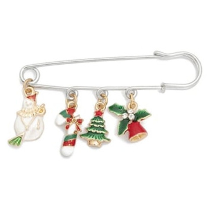 Brosa de Craciun, vintage, multicolor