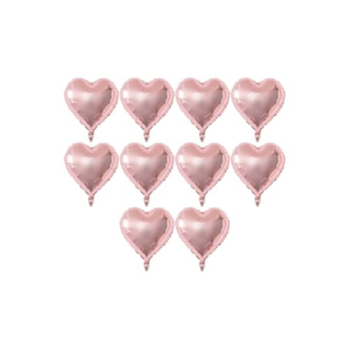 10 db 18"-os szív alakú alumínium lufi szett, arany rózsaszín