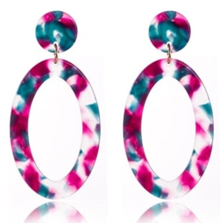 Cercei dama, din acril, stil boho, multicolor