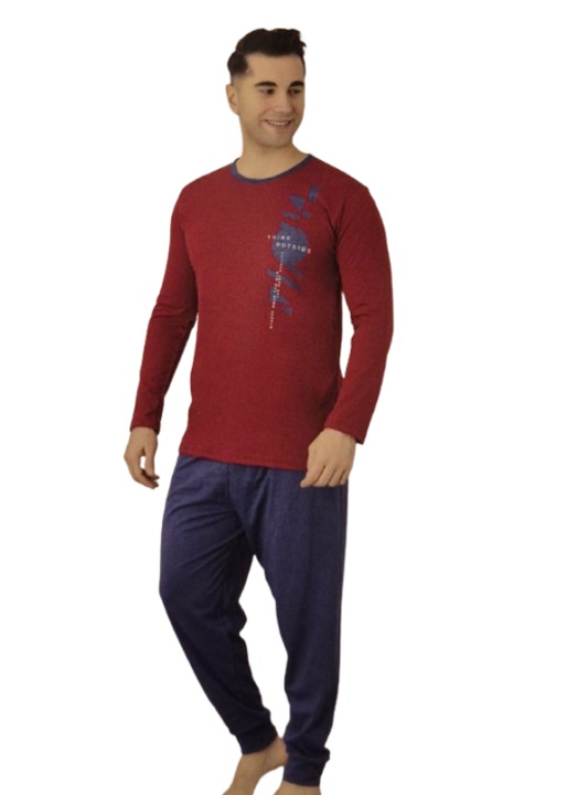 Pijamale barbati, 2 piese, bumbac, Think Outside