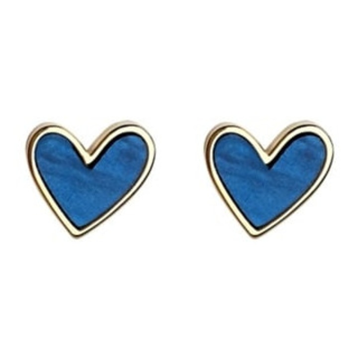 Cercei vintage dama, model inima, albastru
