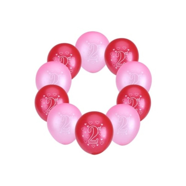 10 darabos latex lufi szett születésnapi vagy esküvői partira, rózsaszín és piros