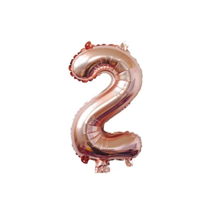 2-es számú lufi, rózsaarany, születésnapi és esküvői dekorációhoz