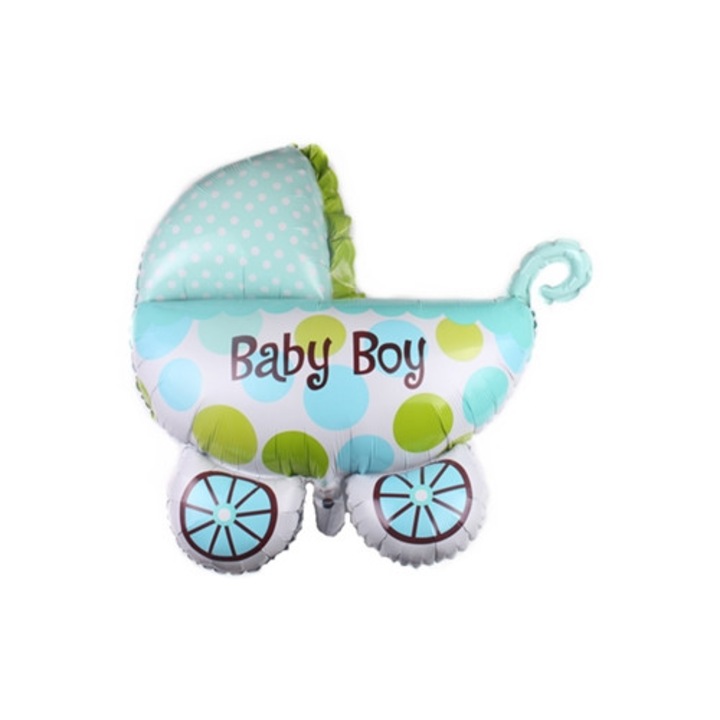 Fólia lufi babakocsi születésnapi dekorációhoz 1 év, kék, szett