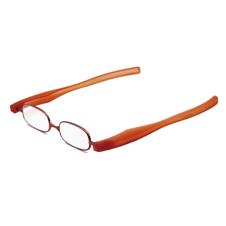 Ochelari de citit pliabili 360 grade, design cu clip pentru buzunar, lentile anti-orbire, portocalii, dimensiune compacta