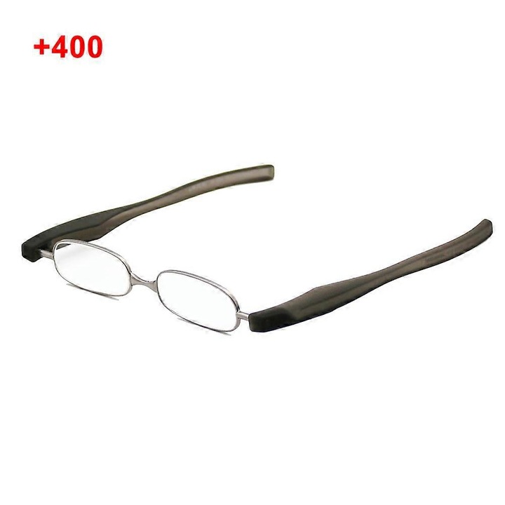 Ochelari de citit pliabili 360 grade, design cu clip pentru buzunar, lentile anti-reflexie, negru, dimensiune compacta