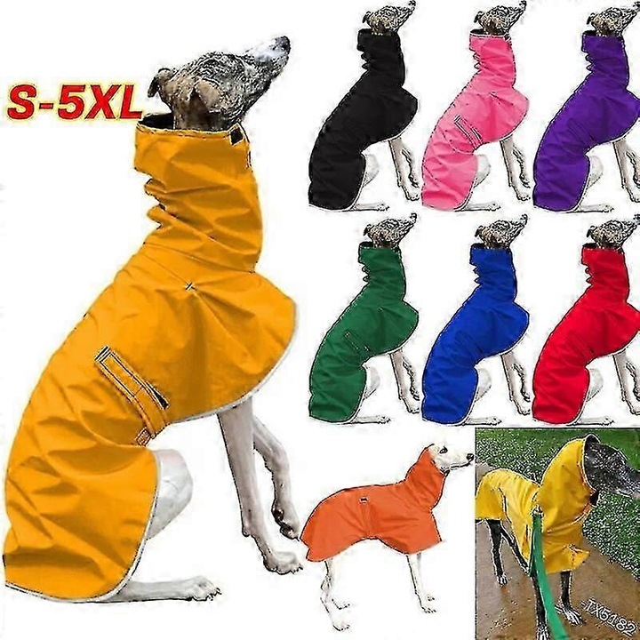 Jacheta pentru caini, impermeabila, 3XL, mov, set haine pentru Greyhound italian si Whippet, din bumbac 100%