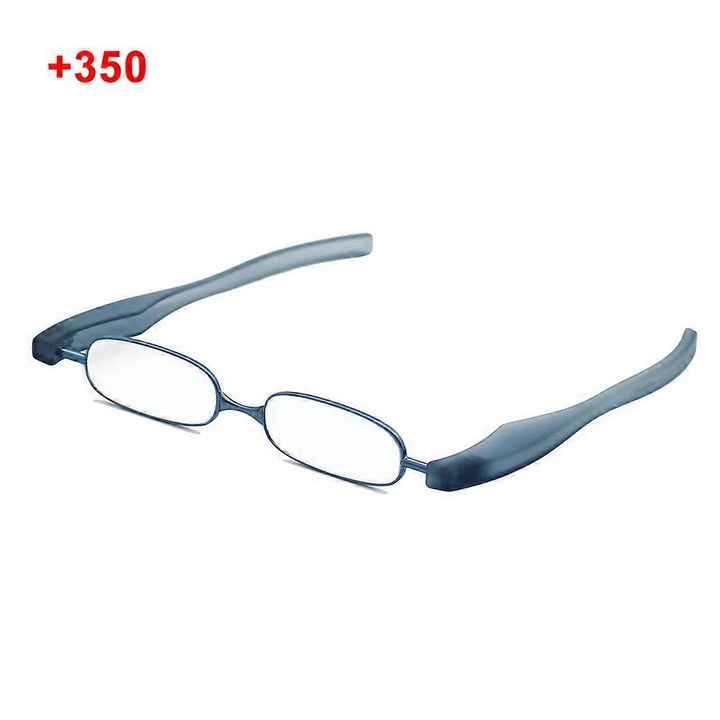 Ochelari de citit pliabili, 360 grade, design cu clip pentru buzunar, anti-reflexie, albastru, dimensiune compacta