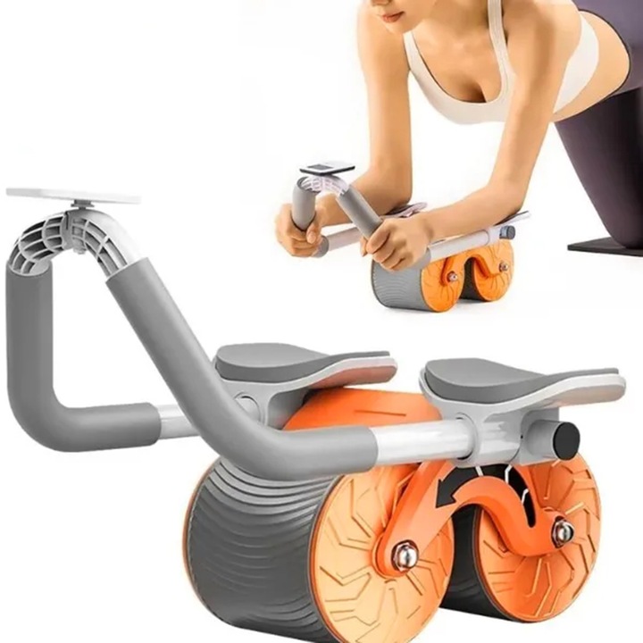 Roata fitness automata abdomen CoreFit cu suport telefon si revenire asistata