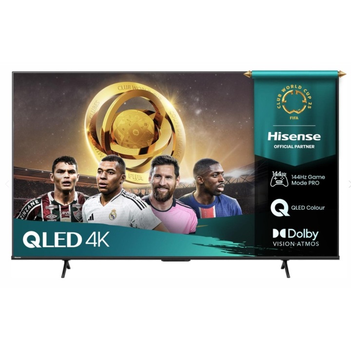 Телевизор Hisense 55" E7Q Pro, 4K Ultra HD 3840x2160, QLED, Quantum Dot, 144Hz, HDR 10+ adaptive, HLG, Dolby Vision, DTS Virtual X, Smart TV, WiFi 5GHz, WiFi Direct, BT, Anyview Cast, 3xHDMI, 2xUSB, LAN, CI+, DVB-T2/C/S2, Black 55E7Q_PRO