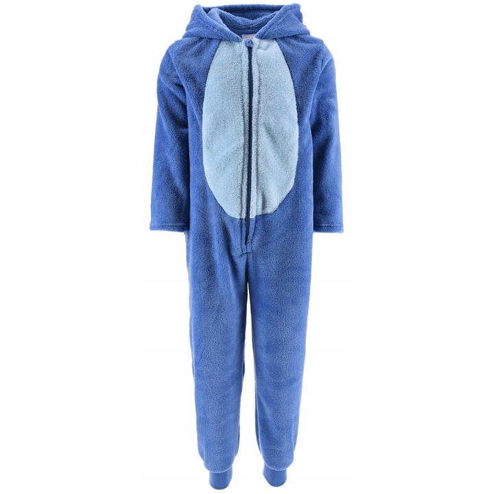 Pijama intreaga pufoasa, corall fleece Stitch 34903, Albastru, 104 CM