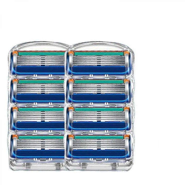 Set 8 Rezerve pentru aparate de ras, cu 5 lame si banda de lubrifiere, compatibil cu Gillette Fusion, manual, fara suport de ras