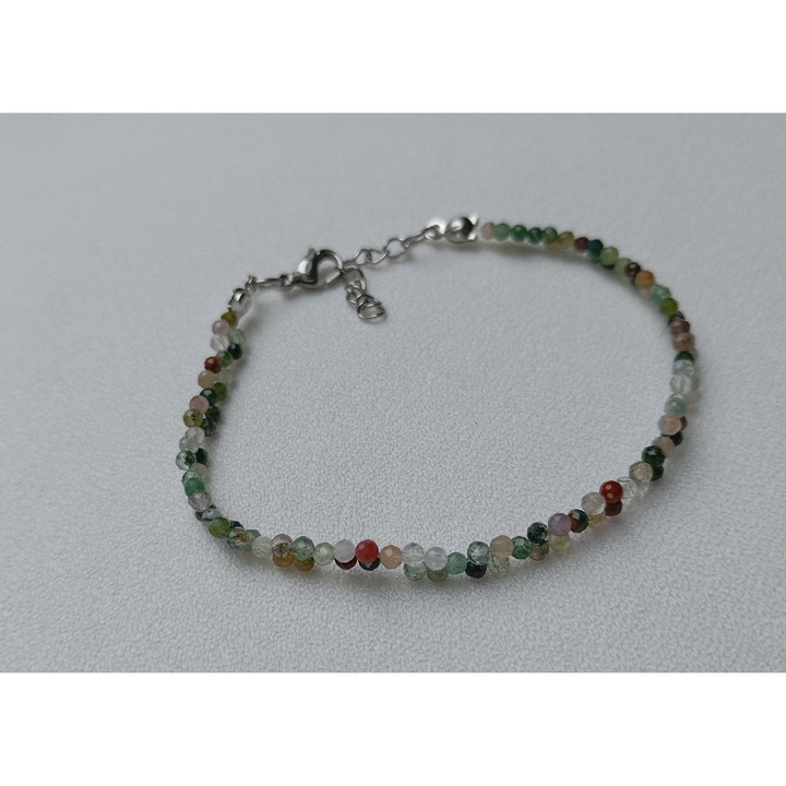 Bratara din Agate indiene multicolore fatetate 2 mm