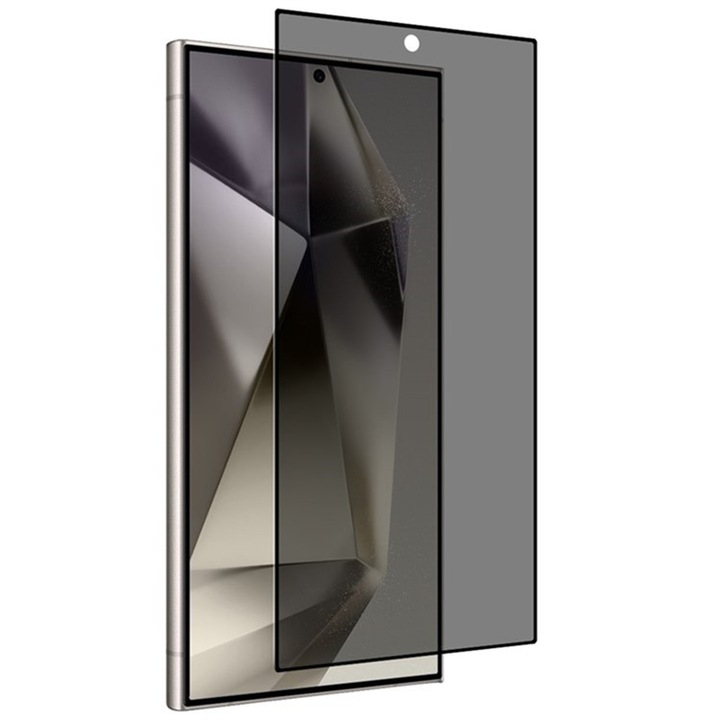 Стъклен Протектор Privacy за Samsung Galaxy S25 Ultra 5G, Затъмняващ ефект, Прозрачен/ Черен
