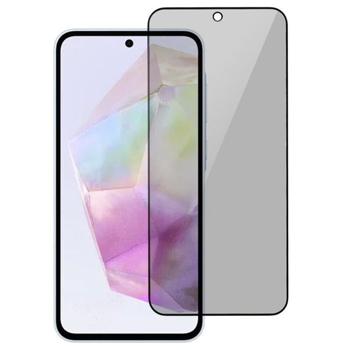 Protector de sticlă Privacy pentru Samsung Galaxy A56, efect de întunecare, transparent/negru
