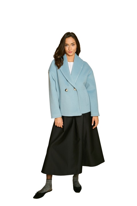 Palton Scurt Lână Gabriel, Albastru, Albastru