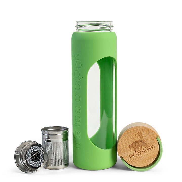 Бутилка за чай с инфузер 550 мл The Green Bear зелена