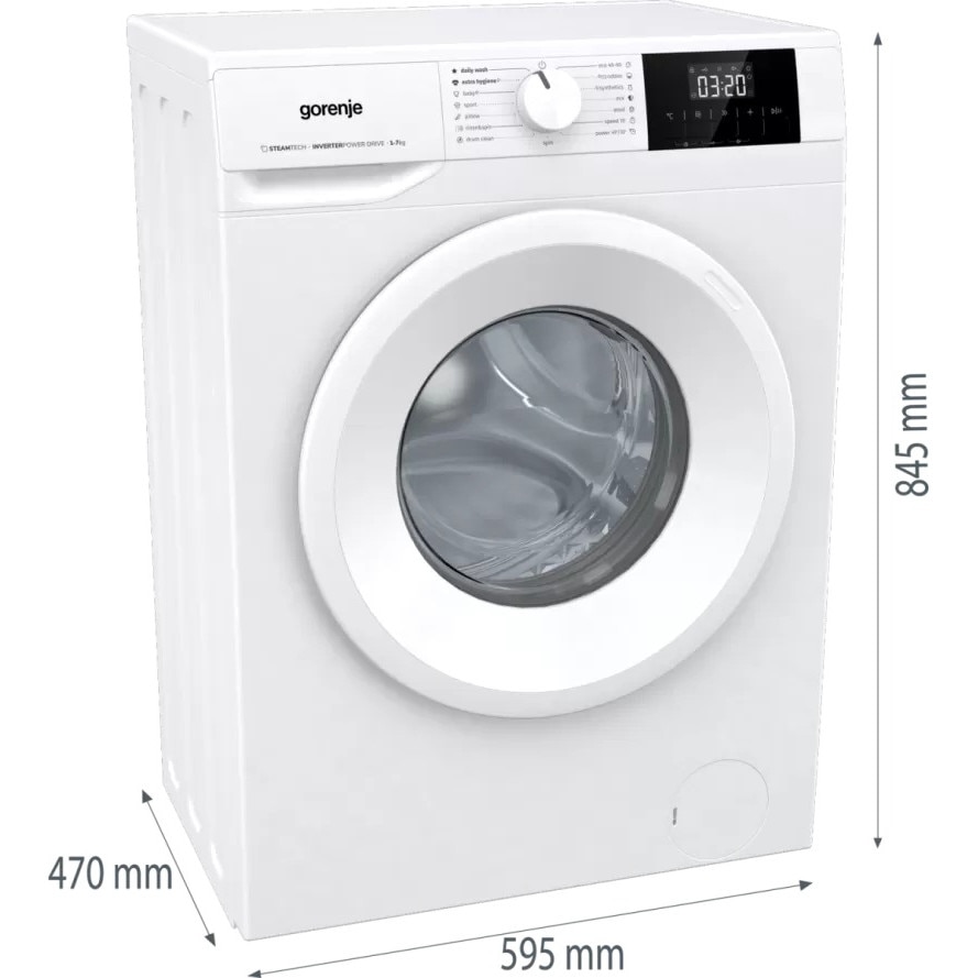 Mașină de spălat rufe Gorenje WNGPI72SBS, 7kg, 1200 rpm, 5 ani garanție, Albă