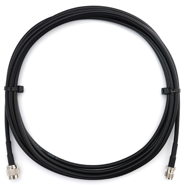 Cablu coaxial RG58/U RP-TNC tata la RP-TNC mama 30cm, PVC, 50 Ohm, dublu ecranat, negru