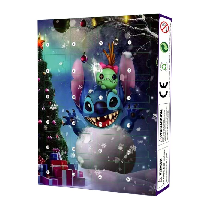 24 darabos karácsonyi Stitch babakészlet, PVC, ABS, nem mérgező, többszínű