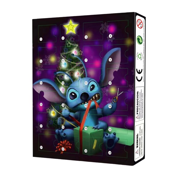 24 darabos karácsonyi Stitch babakészlet, PVC, ABS, nem mérgező, többszínű