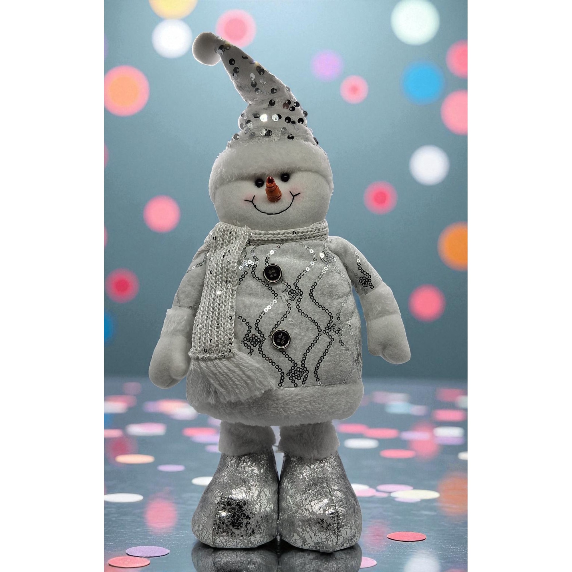 置物 sparkle of winter Figurina de Plus Om de Zapada Argintiu cu Picioare Telescopice