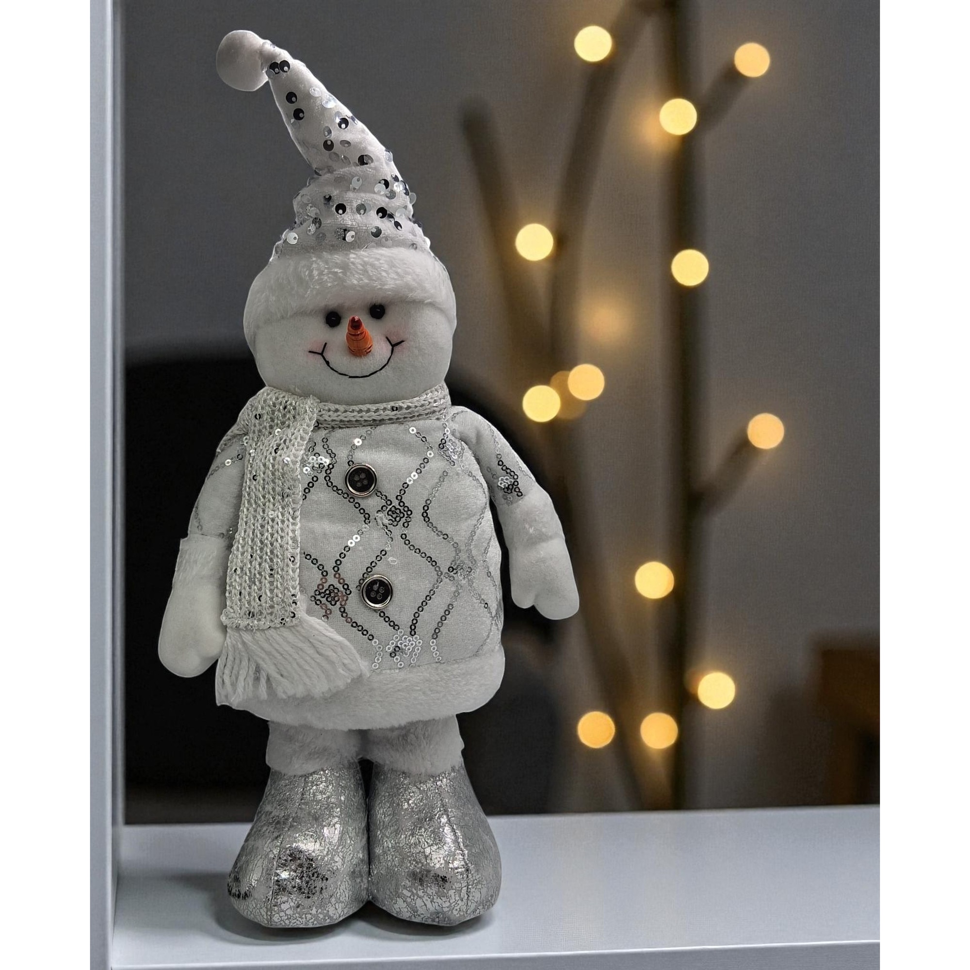置物 sparkle of winter Figurina de Plus Om de Zapada Argintiu cu Picioare Telescopice