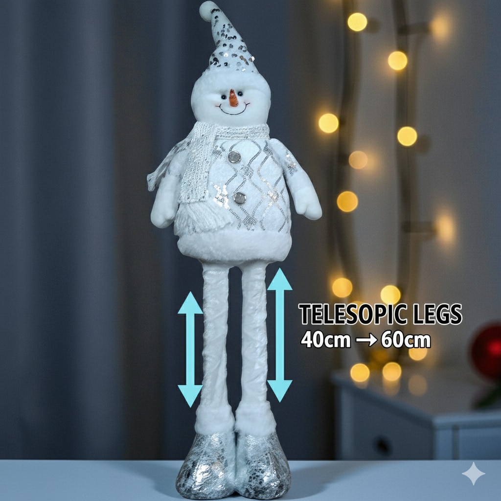 Figurina de Plus Om de Zapada Argintiu cu Picioare Telescopice